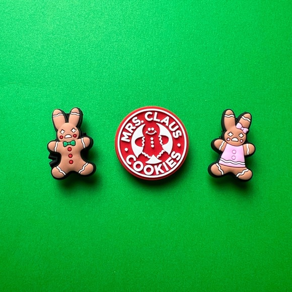 Cookie Man Christmas Crocs Shoe Charms Set of 8 - jibbitz Charms - Picture 4 of 6